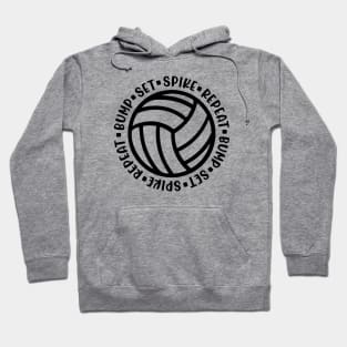 Bump Set Spike Repeat Volleyball Cute Funny Hoodie
